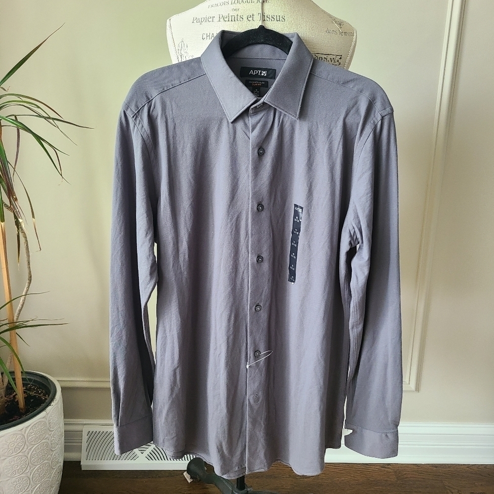 NWOT APT.9 Men's Gray Shirt Slim Fit Sz.16 32/33